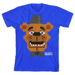 Bioworld Five Nights At Freddys "Pixel Freddy" Boy's Blue T-Shirt