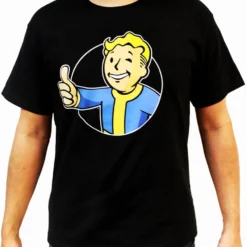 Bioworld Fallout Vault Boy (Red Circle) Thumbs Up Boy's Black T-Shirt