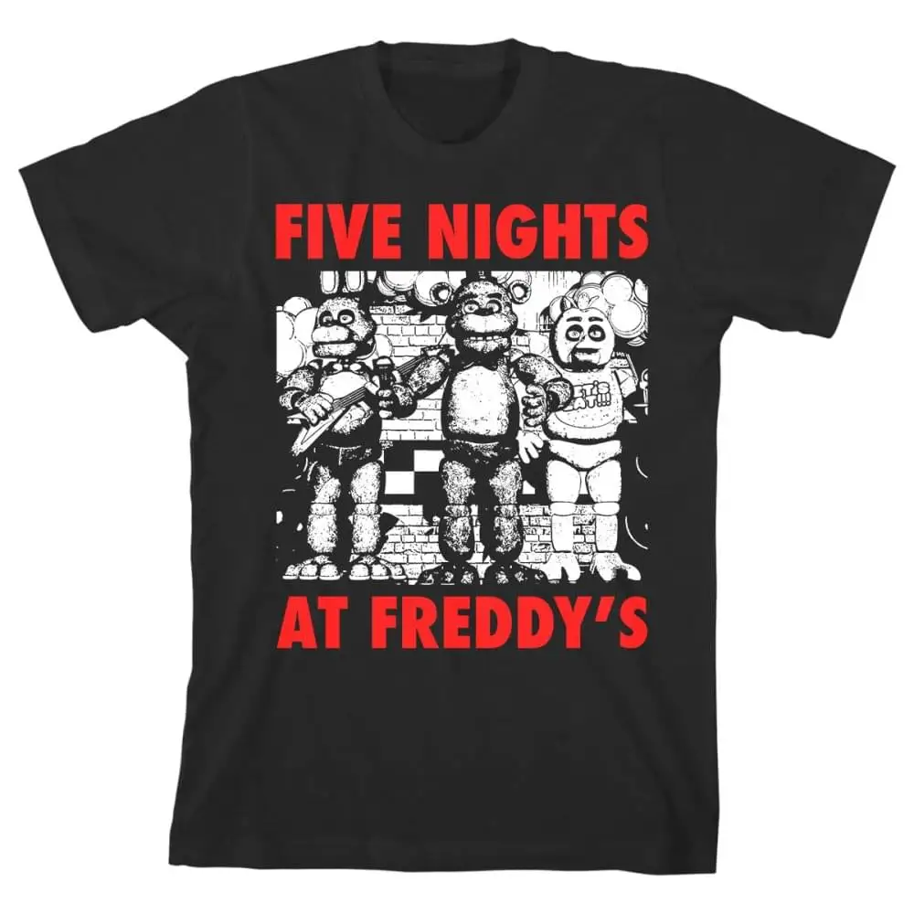 Bioworld Five Nights At Freddy's "Red Letters" Boy's Black T-Shirt