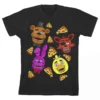 Bioworld Five Nights At Freddy's "Faces & Pizza" Boy's Black T-Shirt