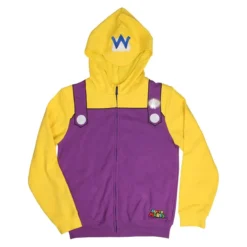 Costume Agent Super Mario Wario Adult Costume Zip Up Hoodie