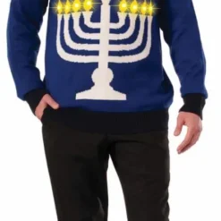Forum Novelties Hanukkah Adult Ugly Costume Sweater Light Up Menora
