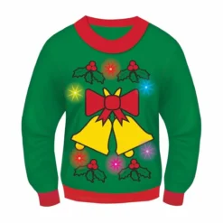 Forum Novelties Green Musical Light-Up Jingle Bells Adult Ugly Christmas Sweater