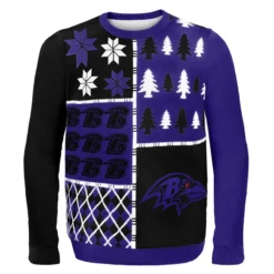 Forever Collectibles Baltimore Ravens Busy Block NFL Ugly Sweater