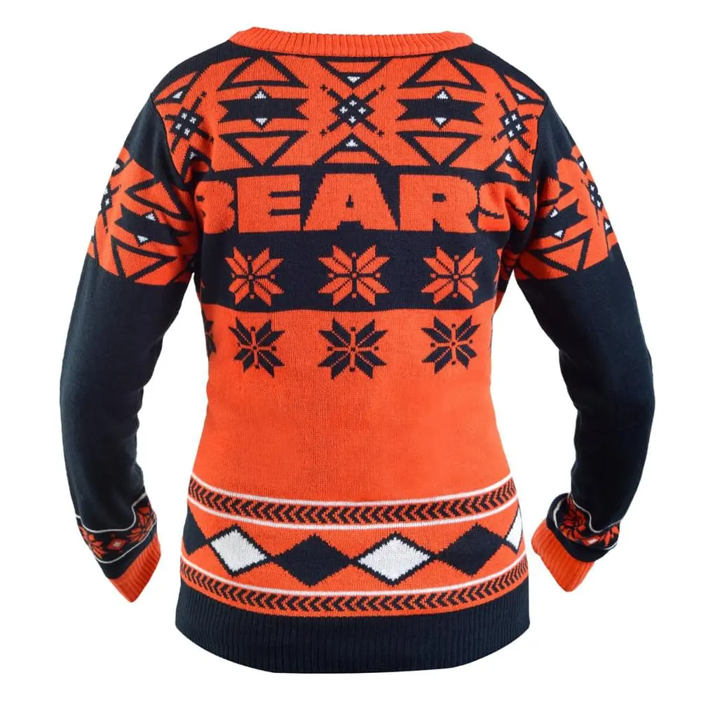 Forever Collectibles Chicago Bears NFL Women's Big Logo V-Neck Ugly Christmas Sweater - Image 2