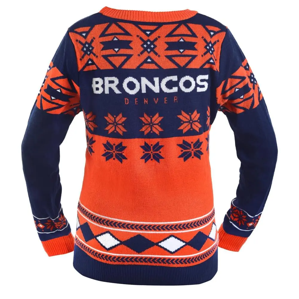 Forever Collectibles Denver Broncos NFL Women's Big Logo V-Neck Ugly Christmas Sweater - Image 2