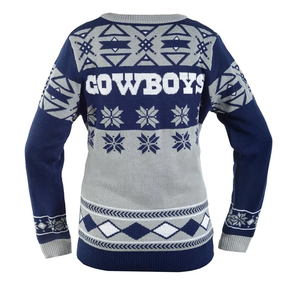Forever Collectibles Dallas Cowboys NFL Women's Big Logo V-Neck Ugly Christmas Sweater - Image 2