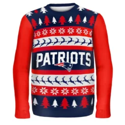 Forever Collectibles New England Patriots Wordmark NFL Ugly Sweater