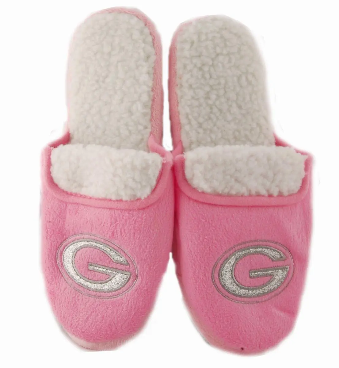 Forever Collectibles Green Bay Packers NFL Womens Sherpa Glitter Slippers: Pink