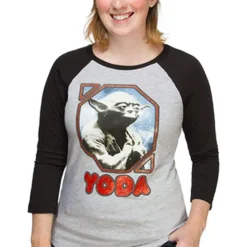 Mighty Fine Star Wars Retro Yoda Women's Raglan T-Shirt