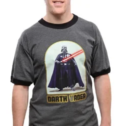 Mighty Fine Star Wars Retro Darth Vader Adult Ringer T-Shirt