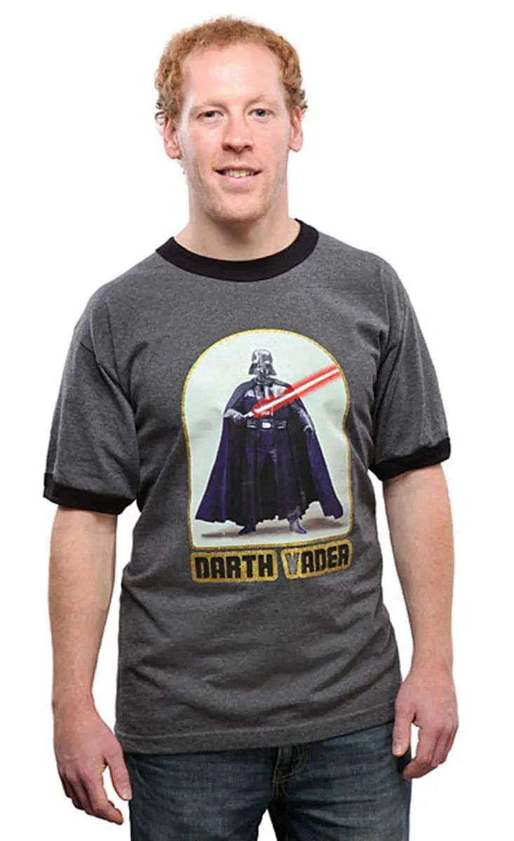 Mighty Fine Star Wars Retro Darth Vader Adult Ringer T-Shirt