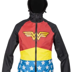 Ukonic DC Comics Wonder Woman Zip Raincoat For Women | Wind And Waterproof Jacket