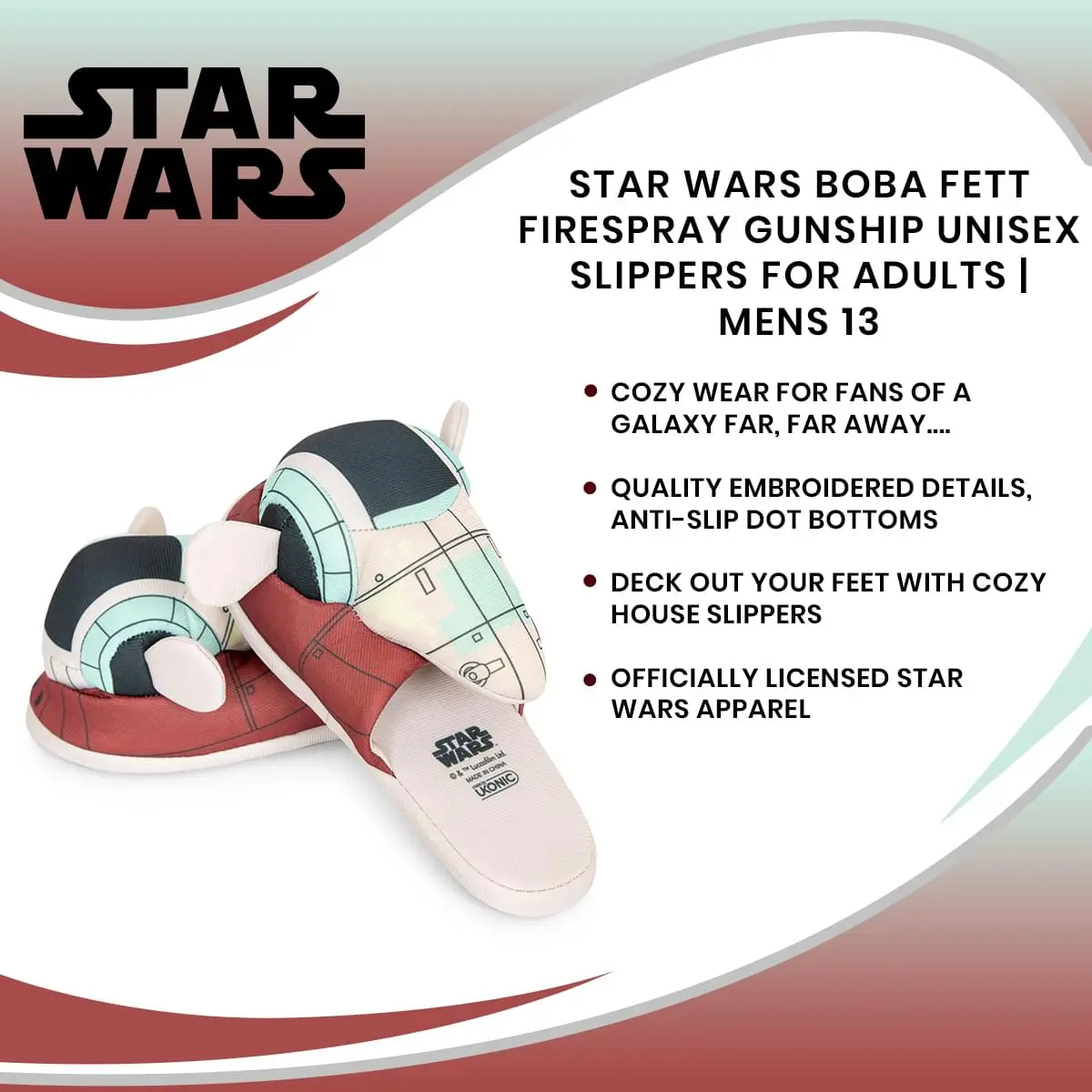 Ukonic Star Wars Boba Fett Firespray Gunship Unisex Slippers For Adults - Image 13