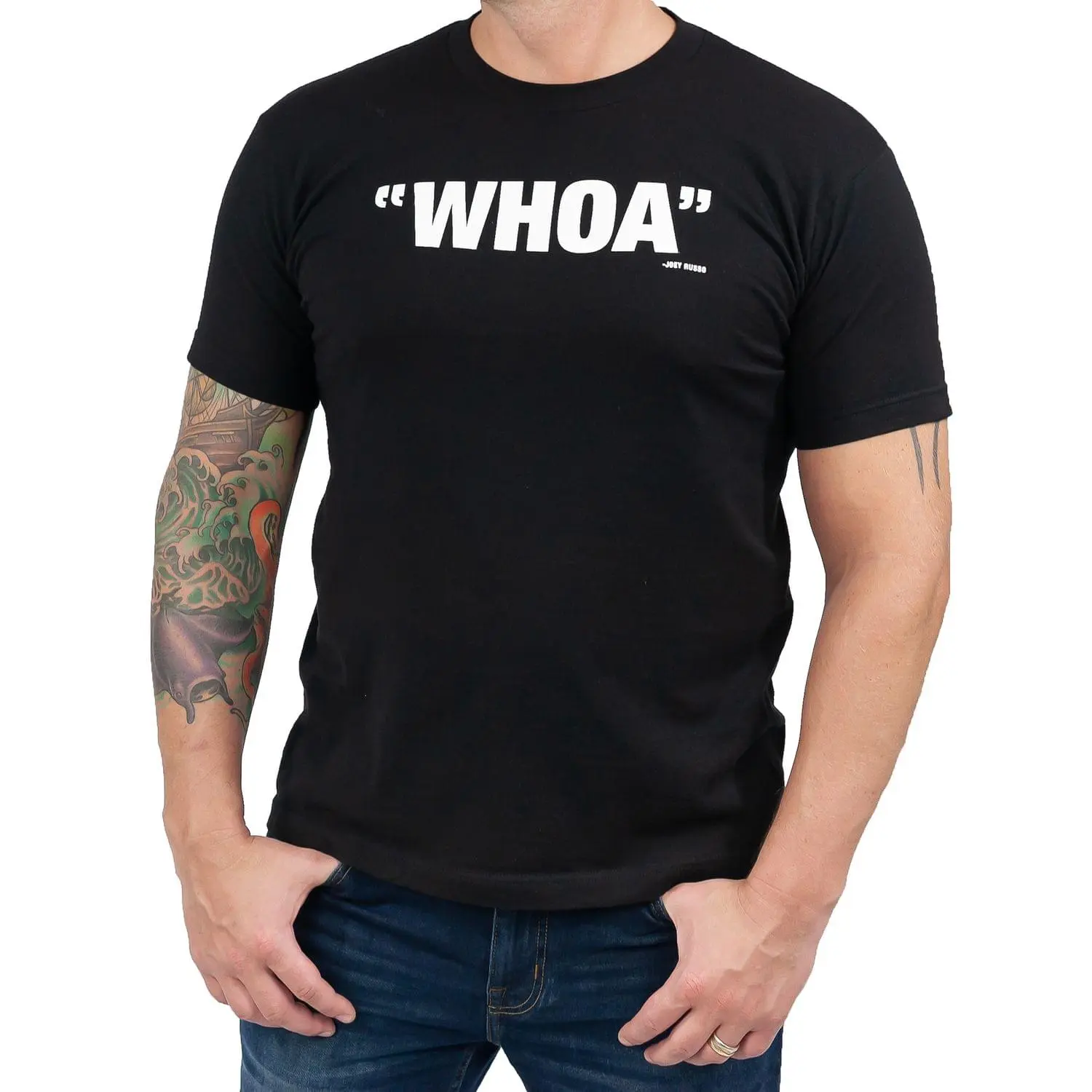 Ripple Junction Blossom "Whoa" Men's Black Cotton T-Shirt - Image 2