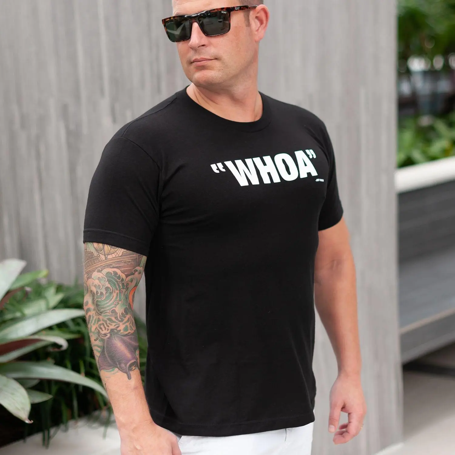 Ripple Junction Blossom "Whoa" Men's Black Cotton T-Shirt - Image 6