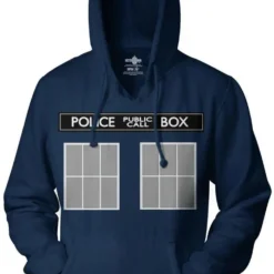 Ripple Junction Doctor Who Call Box Gray Windows Adult Hoodie Sweatshirt
